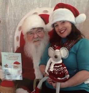 Santa helping me read Twas The Mouse before Christmas at Santa's North Pole